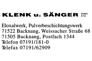 Klenk und Sänger GmbH und Co.