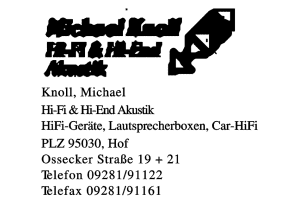 Knoll, Michael HiFi-Geräte, Lautsprecherboxen Car-HiFi