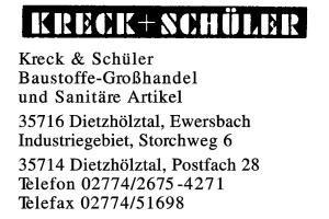 Kreck & Schüler Baustoffe-Großhandel und Sanitäre Artikel