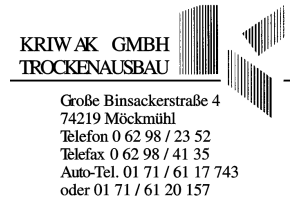 Kriwak GmbH, Trockenausbau