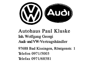 Autohaus Paul Kluske Inh. Wolfgang Georgi Audi- u. VW-Vertragshdl.