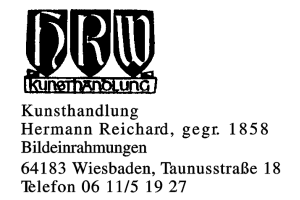 Kunsthandlung Hermann Reichard gegr. 1858