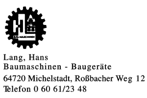 Lang, Hans Baumaschinen - Baugeräte