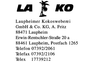 Laupheimer Kokosweberei GmbH & Co. KG, A. Fritz