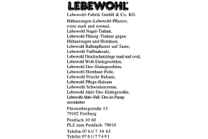 Lebewohl-Fabrik GmbH & Co. KG Hühneraugen-Lebewohl-Pflaster,  Deo-Einlegesohle, Lebewohl Aktiv-Fuß-D Lebewohl-Fabrik GmbH & Co. KG Hühneraugen-Lebewohl-Pflaster,  Deo-Einlegesohle, Lebewohl Aktiv-Fuß-D