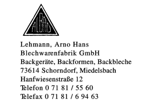 Lehmann, Arno Hans Blechwarenfabrik GmbH