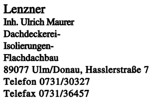 Lenzner, Inh. Ulrich Maurer Lenzner, Inh. Ulrich Maurer