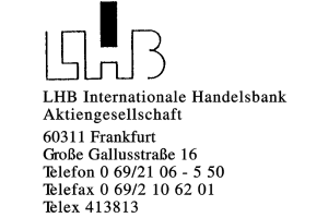LHB Internationale Handelsbank AG LHB Internationale Handelsbank AG