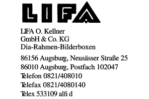 LIFA O. Kellner GmbH & Co. KG Dia-Rahmen-Bilderboxen LIFA O. Kellner GmbH & Co. KG Dia-Rahmen-Bilderboxen