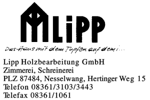Lipp Holzbearbeitung GmbH Lipp Holzbearbeitung GmbH