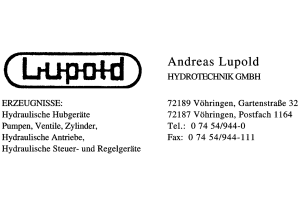 Lupold, Andreas HYDROTECHNIK GMBH