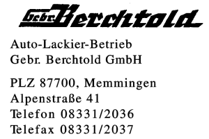 Auto-Lackier-Betrieb Gebr. Berchtold GmbH