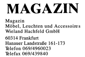 Magazin Möbel, Leuchten und Accessoires Wieland Hachfeld GmbH