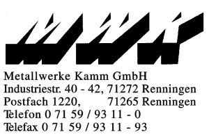 METALLWERKE-KAMM GMBH