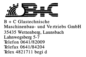 B + C Glastechnische Maschinenbau- und Vertriebs GmbH
