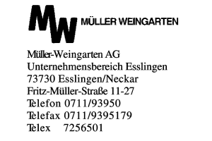Müller-Weingarten AG Unternehmensbereich Esslingen