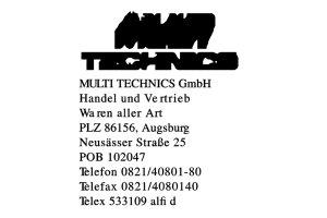 MULTI TECHNICS GmbH Handel und Vertrieb, Waren aller Art
