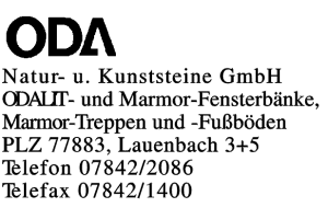 ODA Natur- u. Kunststeine GmbH ODALIT-Marmor-Fensterbänke Marmor-Treppen u. -Fußböden