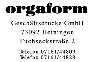 orgaform Geschäftsdrucke GmbH orgaform Geschäftsdrucke GmbH