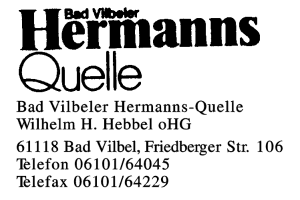 Bad Vilbeler Hermanns-Quelle Wilhelm H. Hebbel oHG