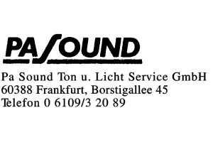 Pa Sound Ton u. Licht Service GmbH