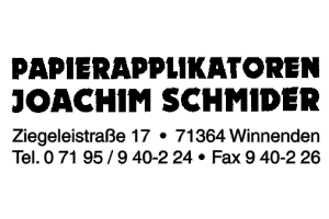 Papierapplikatoren Joachim Schmider Papierapplikatoren Joachim Schmider