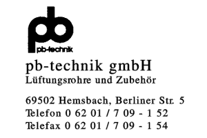 pb-technik gmbH Lüftungsrohre u. Zubehör
