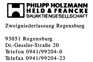 PHILIPP HOLZMANN, HELD & FRANCKE BAAUAKTIENGESELLSCHAFT