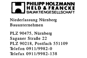PHILLIPP HOLZMANN, HELD & FRANCKE BAUAKTIENGESELLSCHAFT