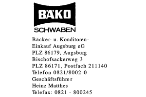 BÄKO SCHWABEN Bäcker- u. Konditoren-Einkauf Augsburg eG