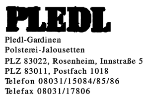 Pledl-Gardinen Polsterei-Jalousetten