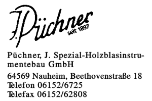 Püchner, J., Spezial- Holzblasinstrumentenbau GmbH