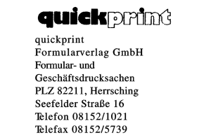 quickprint Formularverlag GmbH quickprint Formularverlag GmbH