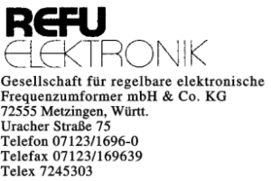REFU ELEKTRONIK Gesellschaft für regelbare elektronische Frequenzumformer mbH & Co. KG