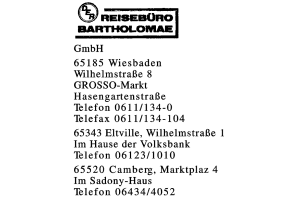 REISEBÜRO BARTHOLOMAE GmbH REISEBÜRO BARTHOLOMAE GmbH