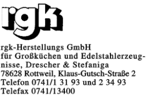 rgk-Herstellungs GmbH Drescher & Stefaniga rgk-Herstellungs GmbH Drescher & Stefaniga