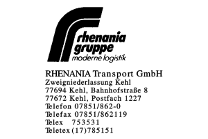 RHENANIA Transport GmbH Zweigniederlassung Kehl RHENANIA Transport GmbH Zweigniederlassung Kehl