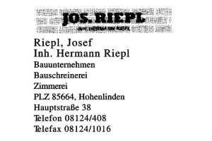 Riepl, Josef Inh. Hermann Riepl