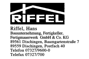 Riffel, Hans Bauunternehmung, Fertigkeller,  Fertigmauerwerk  GmbH & Co. KG