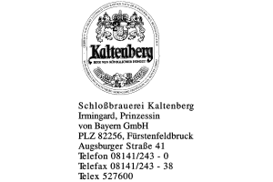 Schloßbrauerei Kaltenberg Irmingard, Prinzessin von Bayern GmbH