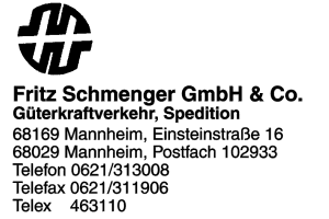 Schmenger, Fritz GmbH & Co., Güterkraftverkehr, Spedition