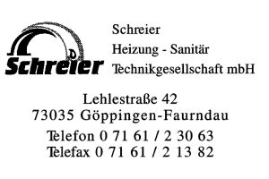 Schreier Heizung - Sanitär Technikgesellschaft mbH Schreier Heizung - Sanitär Technikgesellschaft mbH