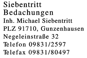 Siebentritt Bedachungen Inh. Michael Siebentritt
