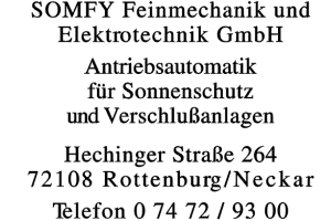 SOMFY Feinmechanik und Elektrotechnik GmbH SOMFY Feinmechanik und Elektrotechnik GmbH
