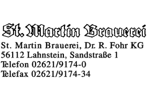 St.-Martin Brauerei, Dr. R. Fohr KG St.-Martin Brauerei, Dr. R. Fohr KG