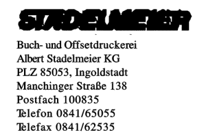 Stadlmeier, Buch- und Offsetdruckerei Albert Stadelmeier KG