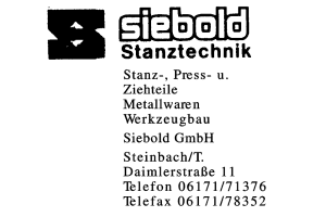 Stanz-, Press- u.Ziehteile Metallwaren Werkzeugbau  Siebold GmbH