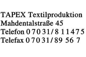 TAPEX Textilproduktion