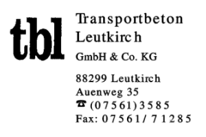 tbl Transportbeton Leutkirch GmbH & Co. KG
