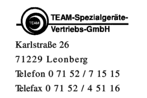 TEAM-Spezialgeräte-Vertriebs GmbH TEAM-Spezialgeräte-Vertriebs GmbH
